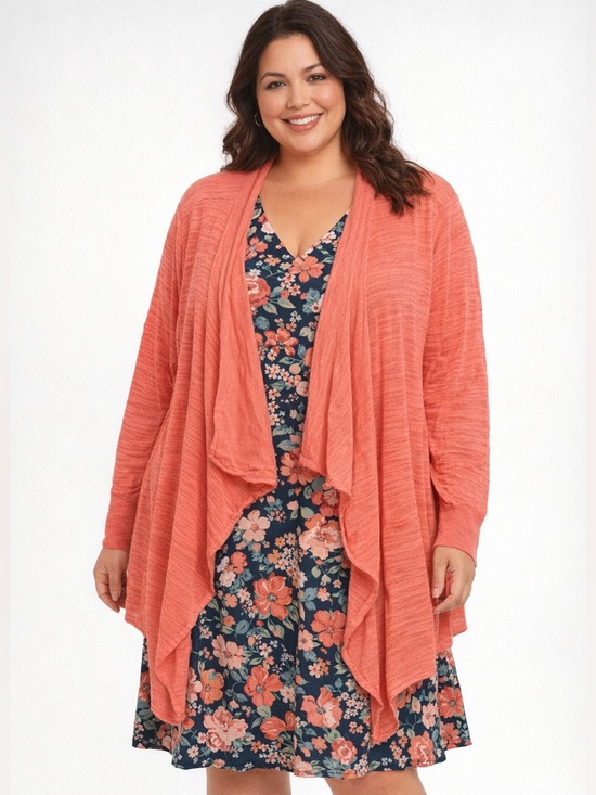 Lane Bryant Sweaters - Lane Bryant Flyaway Front Spring Summer Fall Jacket Wrap Coral Color Size 26/28